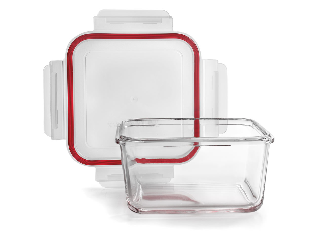 Rectangulares Vidrio Sin BPA Quid Frost Set de 5 recipientes herméticos para alimentos con tapa Con válvula para microondas 